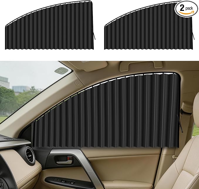 ZATOOTO Car Magnetic Side Window Sun Shades, Car Sunshades Curtains, 2 Pack | Privacy, UV‑Block, Heat Insulation, Metal Frame Fit, Camping, Sleeping,Travel, Baby Safety, and Daily Use, Easy to Install by ZATOOTO