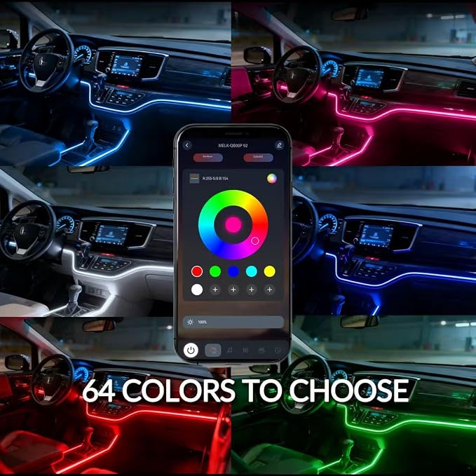 Interior Car Strip Lights Dreamcolor Acrylic Car Decorative Lights with APP Control Multicolor Internal Lighting Kit Music&DIY Function Ambient Fiber Optic Strip LEDs (Dreamcolor 18-1) - Image 9