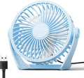 Edvision USB Desk Fan, 5 Inch Small Portable, 3 Speeds Powerful Wind Mini Personal Desktop Fan 360° Rotation Adjustable, Plug In USB Fan Quiet for Table Home Office Travel Car(Blue) by Edvision