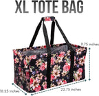 Extra Large Utility Tote Bag, Oversized Collapsible Reusable Wire Frame Rectangular Canvas Basket With Two Exterior Pockets For Beach, Pool, Laundry, Car Trunk, Storage - Rose - Image 4