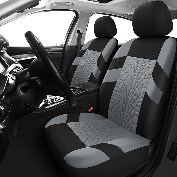 Pariitadin Car Seat Covers Full Set, Washable and Breathable Premium Cloth Automotive Vehicle Seat Cover for Car Interior, Universal Fit for Most Cars, Sedan, Truck, SUV(Black/Gray) - Image 2