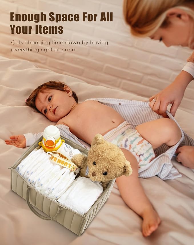 SWEET DOLPHIN 2-Pack Baby Diaper Caddy Organizers, Stylish Storage Baskets for Newborn Essentials, Diaper Station & Car Travel, Value Bundle for Baby Shower Gifts & Registry Must-Haves - Light Brown - Image 6