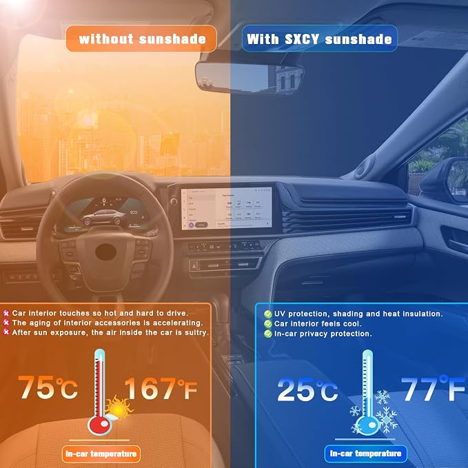 SXCY for 2025 2026 Toyota Camry Windshield Sunshade for 2025 2026 Toyota Camry Accessories 2026 Camry Sunshade Foldable Sun Shield 2025 2026Camry (LE/SE/XSE/XLE) Sun Shade Block UV Rays - Image 3