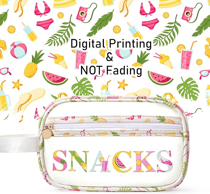 COSHAYSOO Clear SNACKS Bags Travel Pouch for Women Girls Cute Summer Beach Vacation Pool Lake Day Must Have Essentials, Teens Camp Gym Sports Park Trip Accessories Gift Bag Stuffers - Image 4