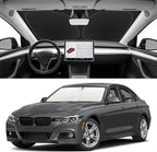 Custom Fit Windshield Sun Shade for 2013-2018 BMW 3-Series | Blocks UV Rays and Sun Heat, Helps Reduce Interior Temperature, Protects Dashboard from Fading, Folds Easily for Storage by SLOGENTO