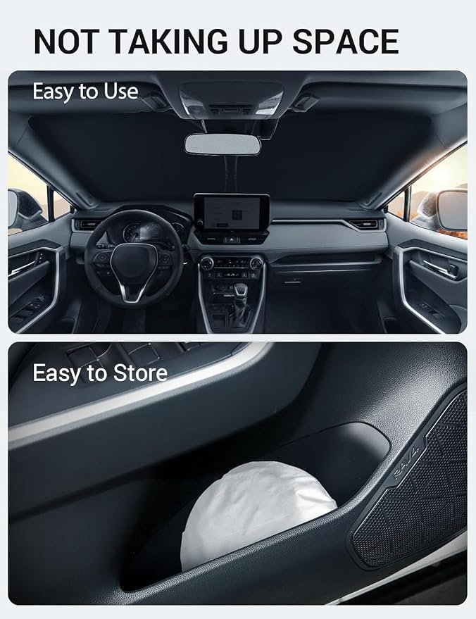Proadsy Custom Fit Car Windshield Sun Shade for 2025-2026 Toyota 4Runner | 240T Heat Shield, Drops Temp 54°F, Blocks 99% UV, Prevents Dashboard Cracking, Summer Parking & Beach Trips, Easy Twist-Fold - Image 8