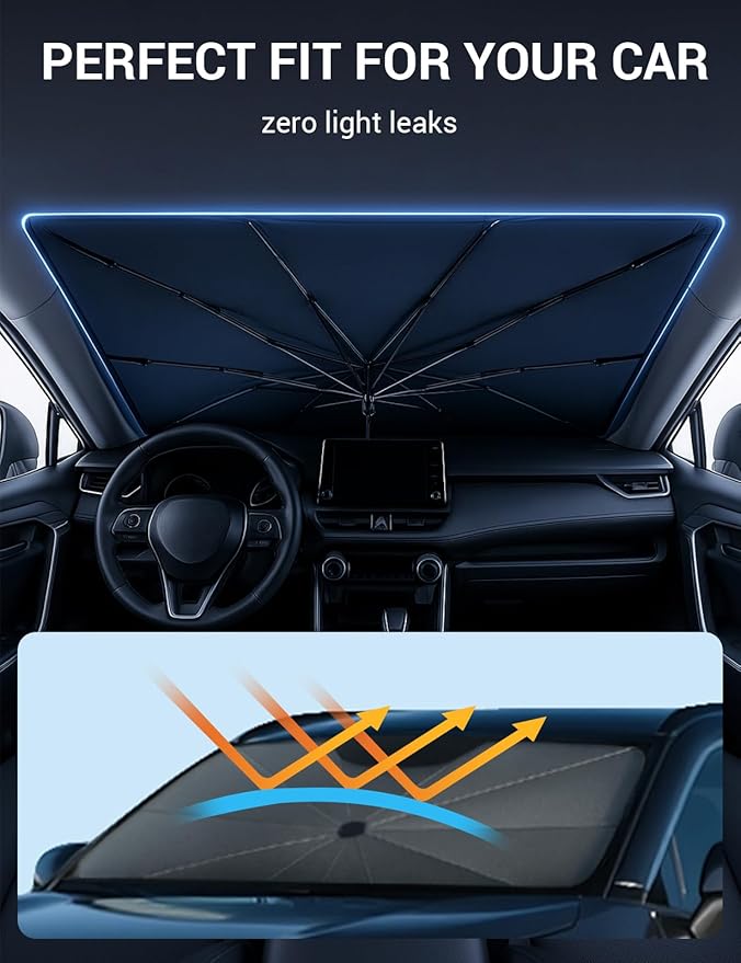 Proadsy Custom Fit Windshield Sun Shade Umbrella for 2023-2026 Mazda CX-50 | Advanced Ice Crystal Material, -54°F Cooler, Zero-Gap Sunblock, Instant Setup & Foldable Design for Summer Parking, Daily Use - Image 4