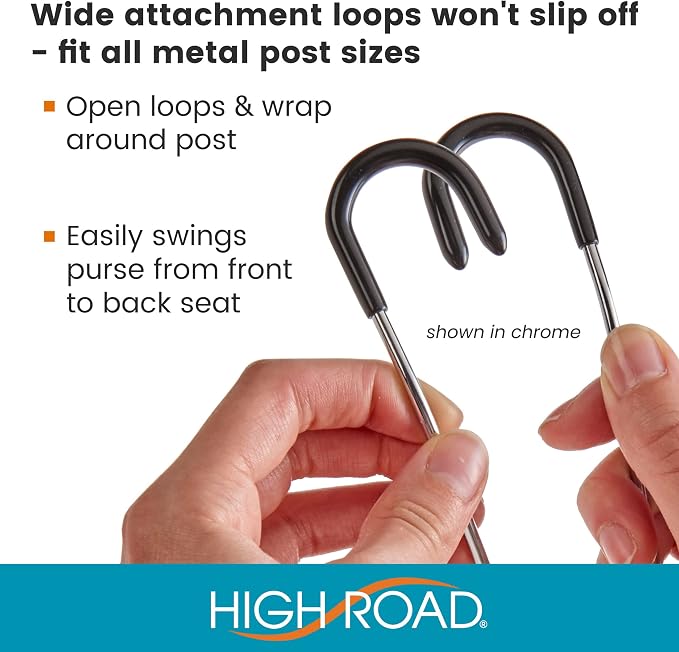 High Road Unbreakable Car Bag Hooks - Large Car Seat Hooks for Purse, Backpack, Coats, Hats and Heavy Bags up to 40 lbs - Secure Attachment Fits All Headrest Posts, 4-Pack - Image 4