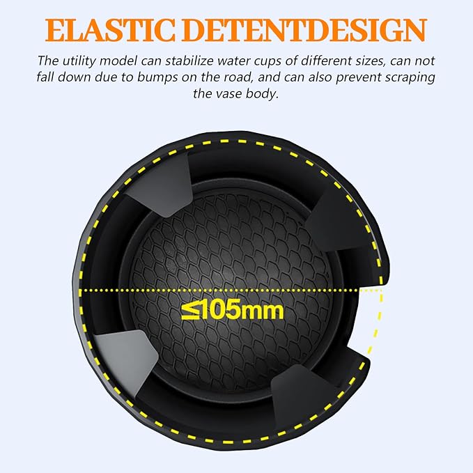 Cup Holder Expander for Car, Adjustable Adapter with Non-Slip Base for Water Bottles, Travel Mugs, Fits 65-100mm Console Hole - Image 4