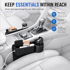 2 Pack Car Seat Gap Filler with Cup Holder – Anti-Drop Design | Universal PU Leather Seat Gap Organizer, Storage Box with Pockets & Cup Holders – Fits Most Vehicles - Image 7