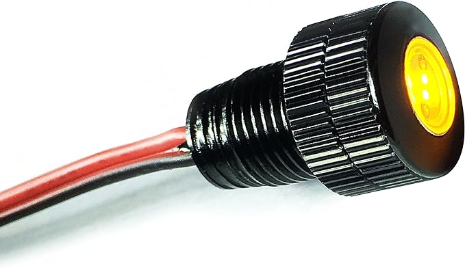 Oznium BRIGHTEST Light Bolt - Flush Mount 12V LED Light for Bumper, Grille, Cars Interior, Dash, Ambient Lighting, Motorcycle w/SLEEK Aluminum Housing & Screw Nut (11 mm Black, Amber LED) by Oznium