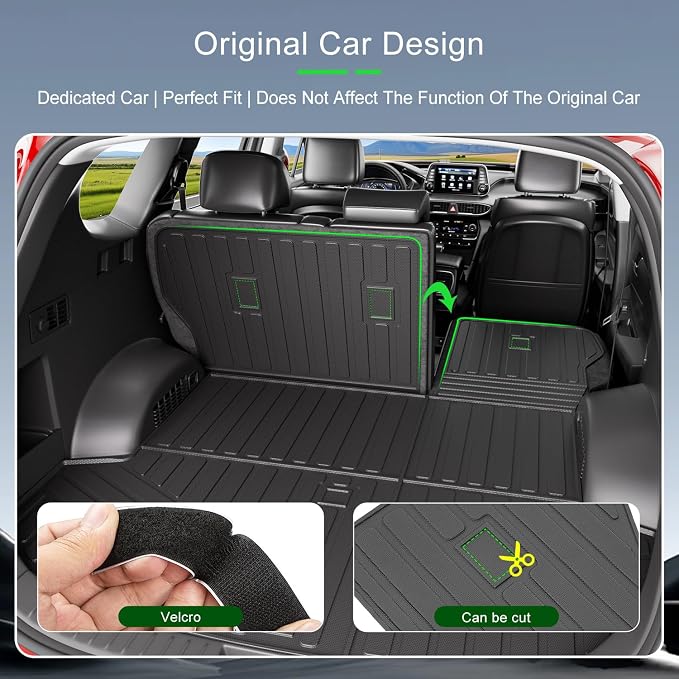 xipoqix Cargo Mat Backrest Mat Compatible with 2019 2020 Santa Fe | TPE Cargo Liner Back Seat Protector Trunk Mat Replacement for 2019 2020 Santa Fe Accessories (Trunk with Backrest Mats) - Image 2