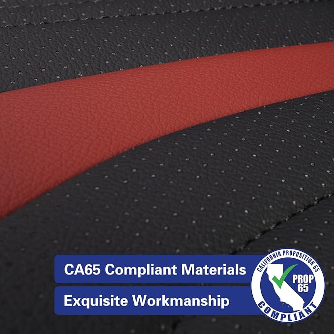 coverdream Full Set Leather Seat Covers for Toyota Corolla 2009-2013 Base,L,LE,XLE Sedan,Airbag Compatible,Waterproof Car Seat Protector,Fit Like A Glove(Black & Red-2) - Image 6