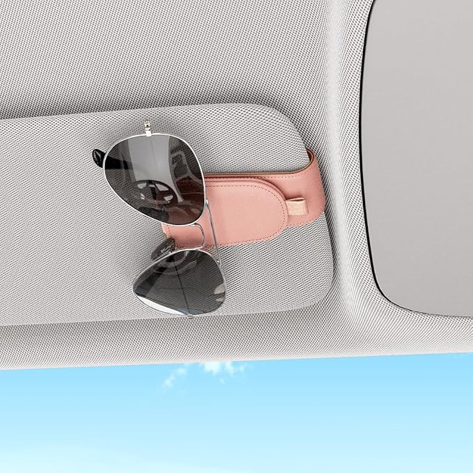 Sotfamily Magnetic Sunglass Holder for Car Visor, 2 Packs, Faux Leather | Strong Magnetism, for Most Car Visors, No Marks on Visor, Gift-Ready Packaging, Sunglass Organizer, Car Accessories for Men - Image 3
