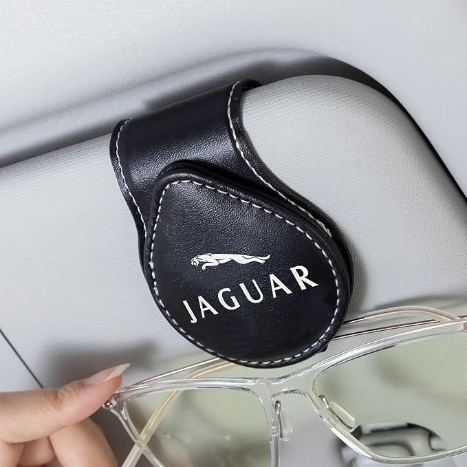 Car Sunglass Holder, Eyeglass Holder Fit Jaguar XE XEL XF XFL XJ F-PACE F-Type, Sunglass Hanger Mount for Car Sun Visor, Interior Accessories, Black by GshionLyfe
