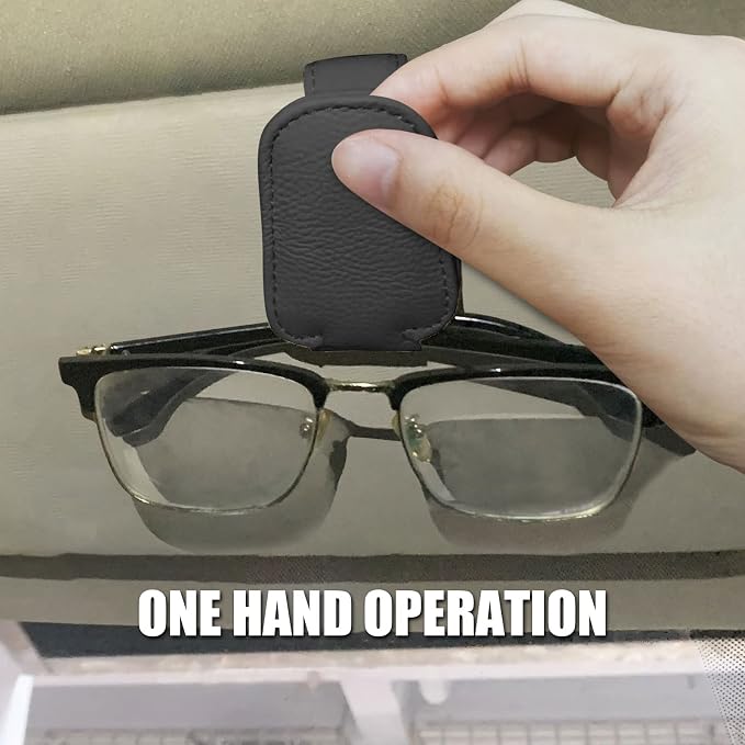 2 Pack Leather Car Visor Sunglass Holder, Magnetic Leather Glasses Eyeglass Hanger Clip for Car, Sunglass Clip Glasses Holder for Car Visor（Black） | Leather Glasses Eyeglass Hanger Clip for Car, Sunglass Clip Glasses Holder for Car Visor - Image 6