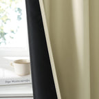 RYB HOME 100% Blackout Short Curtains for Small Window, Thermal Insulated | Total Room Darkening, Noise Reducing, Curtains for Kitchen Bathroom Basement, W42 x L45, Beige, 2 Panels - Image 4