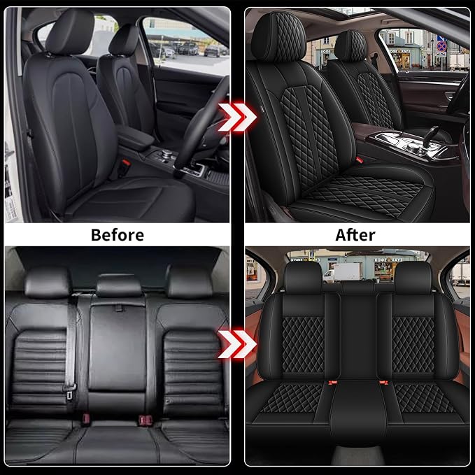 IKABEVEM for Toyota RAV4 Car Seat Covers 2013-2026 Full Set | Waterproof Faux Leather, Airbag Compatible, Easy to Install & Wipe Car Seat Protector,5 Seats Covers Fit for RAV4, Black - Image 6
