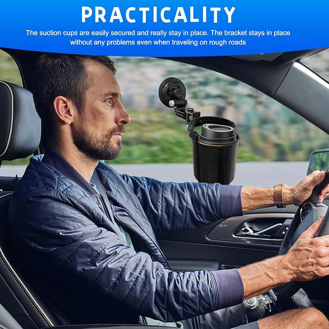 Recessed Folding Cup Drink Holder, Premium Quality Sturdy Folding Car Console Bottle Can Holder, Adjustable Automotive Drink Holder with Suction Cup, Car Accessories (Pack of 2) - Image 4