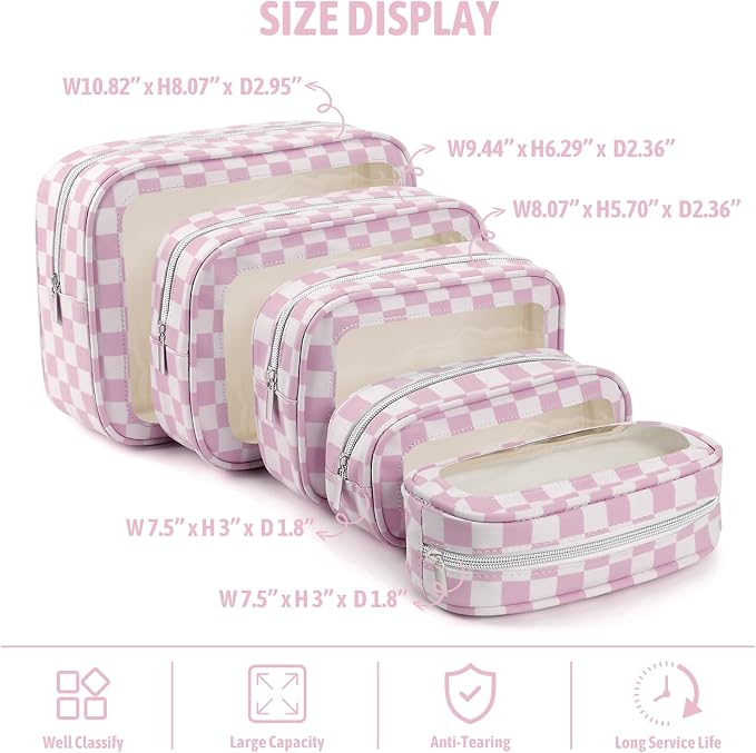 YOPCDJ 5PCS Diaper Bag Organizer Pouch Set,TSA Approved Toiletry Bag, Waterproof TPU Makeup Bag Set, Travel Organizer Bags for Women and Kids - Image 3
