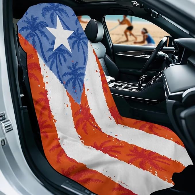 SEANATIVE Car Seat Towel Cover, Universal Car Seat Cover and Changing Towel, Super Absorbent Transition & Seat Wrap, Ideal for Gym Swimming Surfing Running, Puerto Rico Palm Print - Image 2