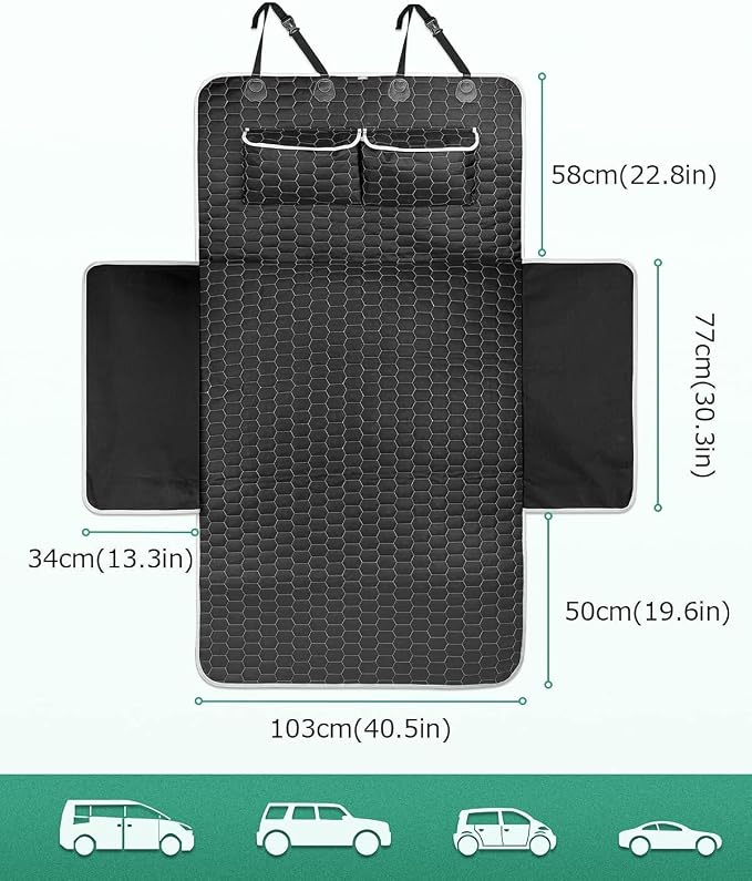 Oasser Cargo Liner for Dogs, Waterproof Trunk Cover 40.5x72.8in | Side Flaps and Bumper Protector, 2 Storage Pockets, Non-Slip PVC Bottom, 600D Oxford Cloth, for SUV Sedan Van - Image 2