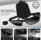 Leather Magnetic Sunglass Holder for Car Sun Visor, Cute Eyeglass Ticket Card Hanger Clip, Universal Auto Interior Accessories for SUV Pickup Truck Black Leopard - Image 2