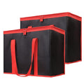 Bodaon 2-Pack Insulated Reusable Grocery Shopping Bags, X-Large Picnic Cooler Bag with Zipper Zippered Top Cold, Black with Red Edge by Bodaon