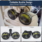 XOOL Car Fan for Backseat Kids, Dual Head USB Car Cooling Fans - 3 Speeds 360° Rotatable Rear Headrest Fans, 5V/2A Powerful Electric Air Circulation Fan for Vehicles SUV RV - Image 4