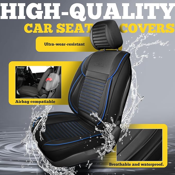 Car Seat Covers Full Set, Faux Nappa Leather, for Sedans and SUVs | Full Set, Waterproof, Airbag Compatible - Image 6