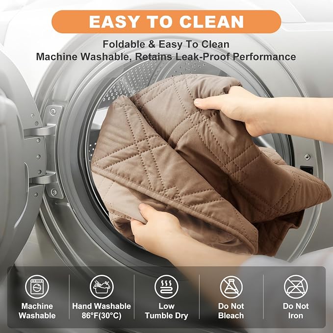 100% Waterproof Dog Bed Cover Pet Blanket, Taupe+Apricote (30"x30") | ,7-Layer Reversible Couch Covers for Dogs Met for Sofa Furniture Car Camping - Image 7