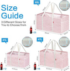 LHZK Standing Utility Tote Bag with Metal Wire Frame and the Sides Rinforced, Large Tote Bag with Handle, Reusable Grocery Bags Foldable, Beach Bag, Car Tote (Pink, 18.5''x11.8''x11.5'') - Image 5