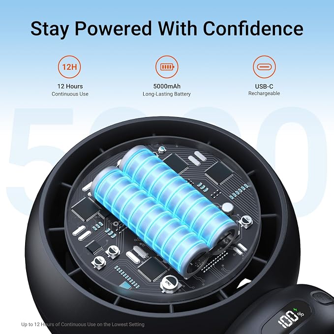 MAMAZING Portable Stroller Fan for Cooling, 70° Auto Oscillation, 5000mAh | 5 Speeds with Natural Wind Mode, USB-C Rechargeable, LED Display, 7 Soothing Songs & Night Light for Car, Crib, Outdoor Use - Image 5