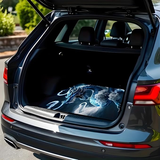 Universal Car Trunk Mat 29" x 39", Blue Dragon Design All Weather Trunk Protection Cargo Liner, Durable Cargo Mat Rear Trunk Liner, Stylish Vehicle Interior Accessories Suitable for Most Car Models - Image 5