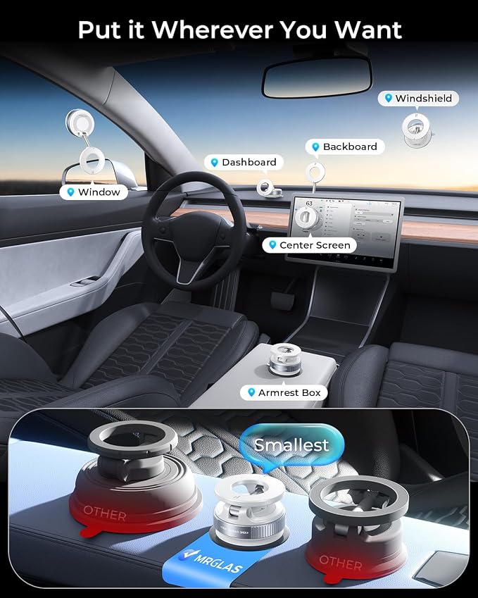 2026 Upgraded for MagSafe Vacuum Car Phone Mount | 2800gf Strong Magnetic Phone Holders for Your Car, 360° Adjustable 98LBS Suction Cup Car Mount for iPhone 12–17 Pro Max - Image 2