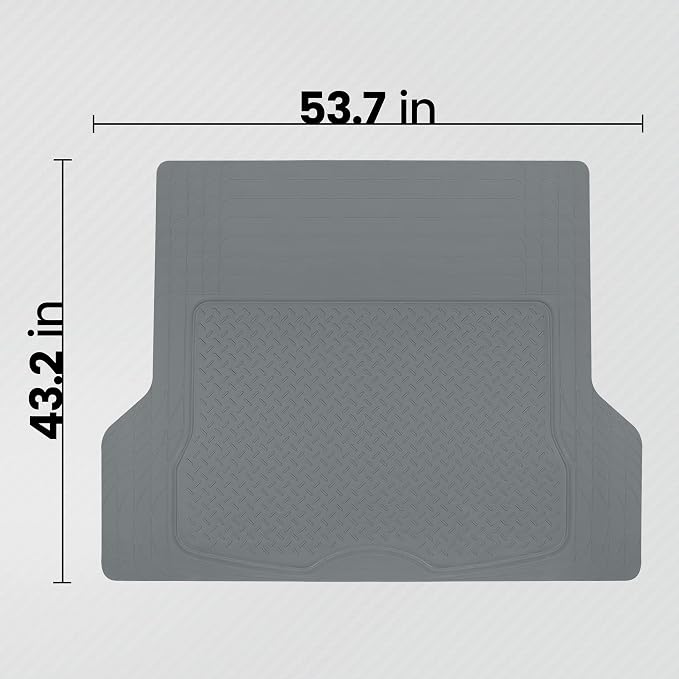 BDK Heavy Duty Rubber Cargo Mat Liner - All-Weather Trunk Protection, Trim-to-Fit Design for Cars, SUVs, Vans & Trucks - Non-Slip, Waterproof, Durable Cargo Floor Liner - 46" x 56.75" x 0.25" - Gray - Image 7