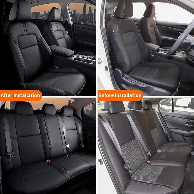 Seat Covers for Nissan Sentra: 2020 2021 2022 2023 2024 2025 S SV | Custom Fit Full Set Leather Cushion Car Seats Cover Black - Image 7