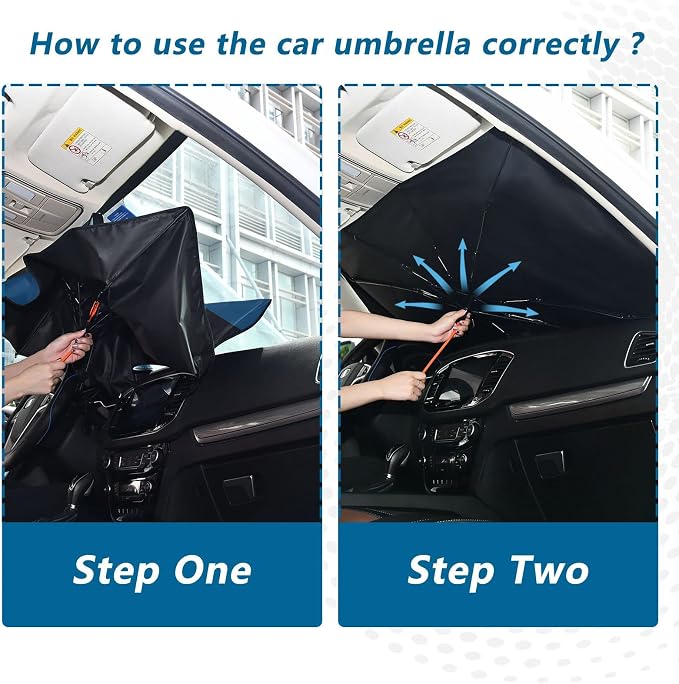 Dark Blue Black Car Sun Shade Windshield Car Umbrella Foldable Uv Ray Reflector Front Window Sun Shade Visor Shield Cover - Image 4