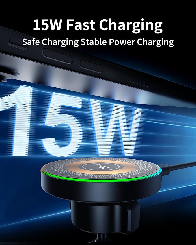 ZBF Magnetic Phone Holder for Car,15W Wireless Fast Charging for MagSafe Car Mount Vacuum Suction Cup Dashboard Windshield Phone Mount for Car 360°Adjustable Magnetic Mount for Women Men iPhone 17/16 - Image 4