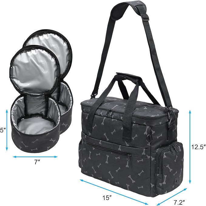 MYDAYS Dog Travel Bag, Pet Luggage Suitcase, Weekend Tote Carrier with Collapsible Bowl (Black1) - Image 7