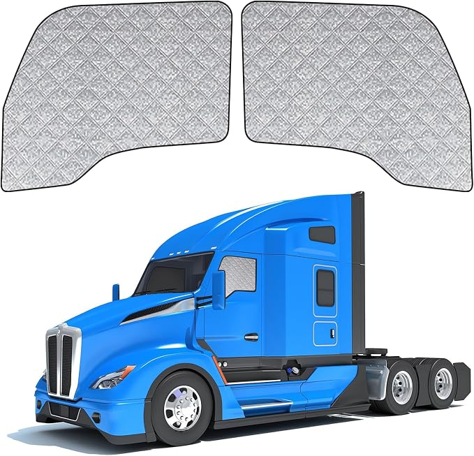 2 Pcs Side Window Sun Shade for Kenworth T680 T880 W990 11-26 | Fits T680E Semi Truck Day Cab & Sleeper, 6-Layer 210T Reflective Heat Blocker, Blackout Privacy Cover, Foldable by Federedevo