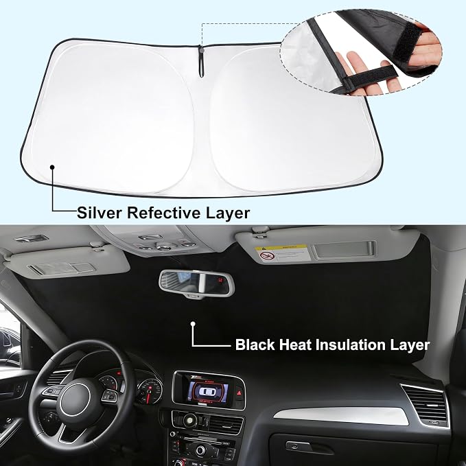 Windshield Sun Shade for 2021-2026 Fo-rd Bronco | Foldable, Full covered for windshield, Block UV Rays, Heat Reduction, Easy to install, Keeps Car Cooler - Image 5