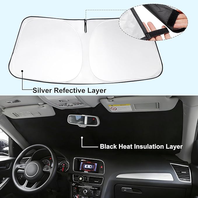 Windshield Sun Shade for 2022-2026 Corolla Cross(Not for Corolla) Toyota | Full covered for windshield, Block UV Rays, Heat Reduction, Easy to install, Keeps Car Cooler - Image 5