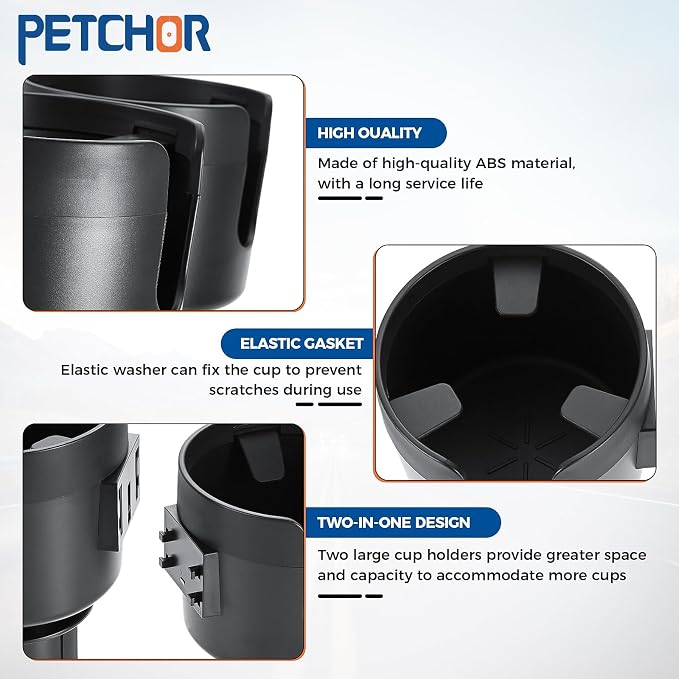 Large Dual Car Cup Holder Expander for Bottles Cups Snack Organizer | With Impact-resistant Silicone Edges for Anti-Slip Stability. All Purpose Car Cup Holder for Bottles Cups Snack Organizer - Image 3