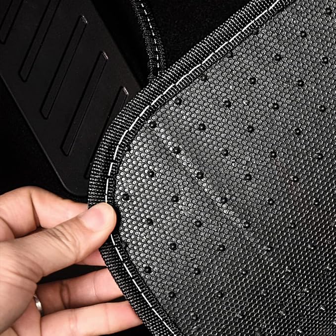 CAR PASS Rainbow Waterproof Universal Fit Faux Leather Car Carpet- Anti-Slip Nibbed Backing Floor Mats for SUV, Vans, Sedans, Trucks, Automotive Set of 4 (Black with Gray) - Image 6