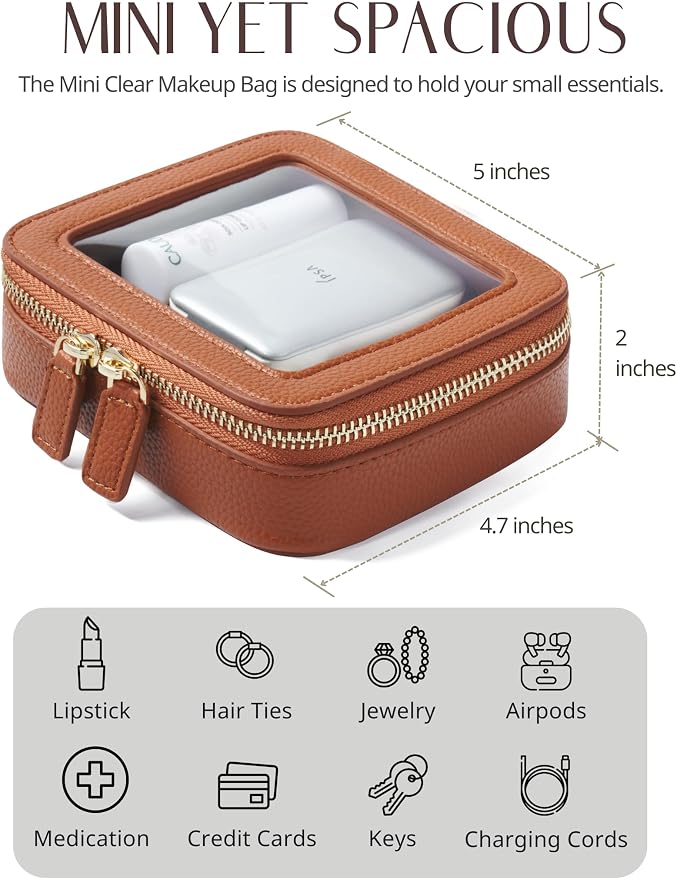 Clear Makeup Bag Toiletry Case Travel Transparent Cosmetic Bag with Zipper, Portable Make Up Organizer Traveling Compact Car Bag for Essentials - Image 4