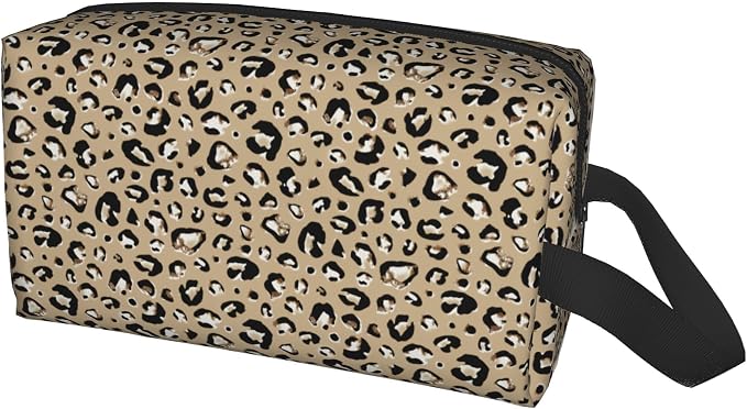 Leopard Print Makeup Bag - Durable 600D Oxford Fabric Travel Cosmetic Bag, Shockproof Foam Padded Toiletry Organizer for Gym & Daily Use 10x6.2x4.9 Inch - Image 2