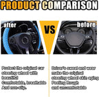 JOYCOURT 15 Inch Bling Soft Leather Car Steering Wheel Cover, Blue | Colorful Rhinestones Design, Auto Elastic Protector for Women Girls, Crystal Diamond Car Accessories for Most Cars, SUVs - Image 3