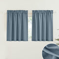 RYB HOME Blue Sheer Curtain Tiers 36 inch Length, Semi Sheer Half Privacy Kitchen Window Covering Lights Filtering for Cafe Bathroom Closet, Stone Blue, W52 x L36 inch, 2 Panels by RYBHOME