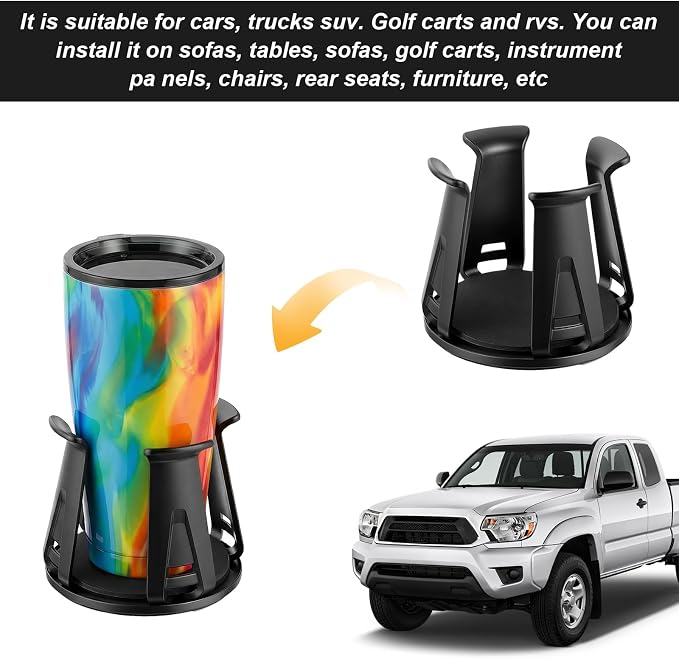 Amaxiu 2 Pcs Car Cup Holder Expander, Adjustable Cup Holder for Cars Automotive Slim Can Cupholder Insert Adapter with Self-Adhesive & Suction Cups Secure Drink Holders for Car SUV Truck - Image 4